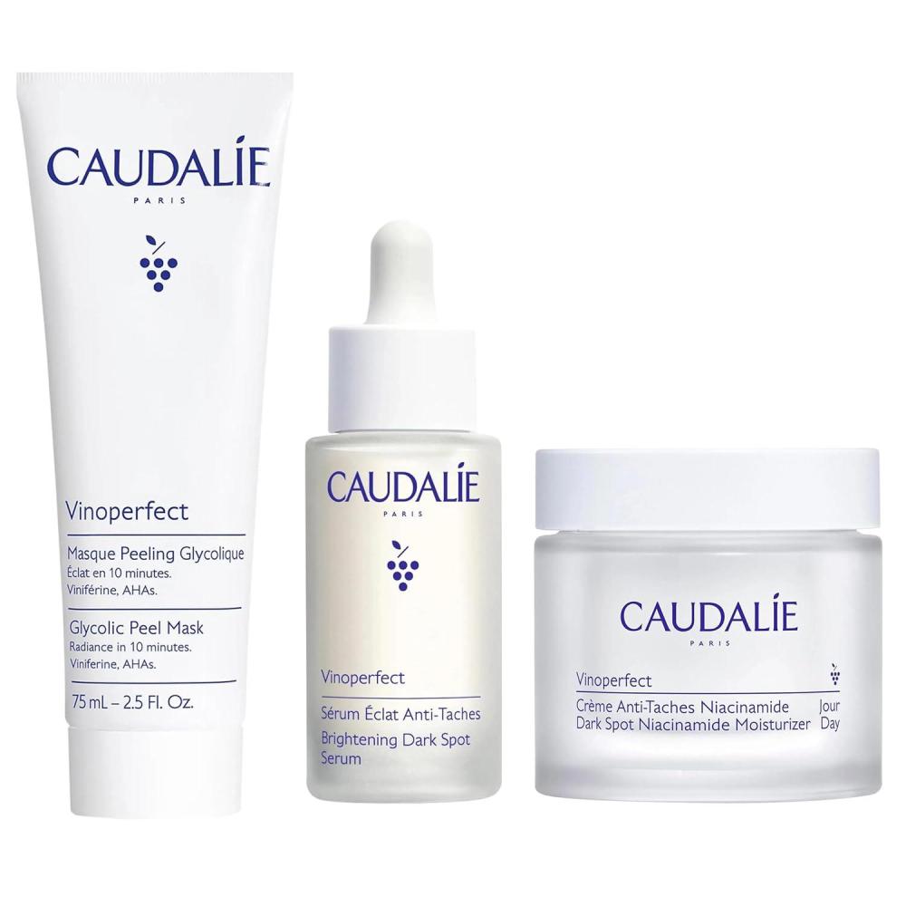 imageCaudalie Vinoperfect Brightening Trio Vinoperfect Dark Spot Serum Vitamin C Alternative 30 mL Dark Spot Brightening Moisturizer with Niacinamide 50 mL and Glycolic Peel Mask 75 mL